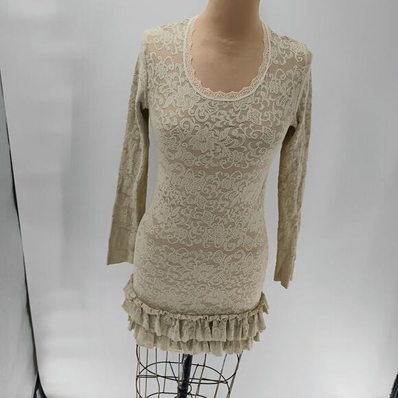 Suggest by Pain De Sucre Sz 1 Small Eggshell White Sheer Lace Nightie Chemise - Picture 1 of 13